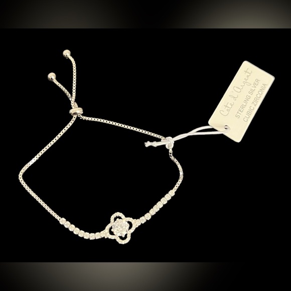 New Cote D’ Argent  Sterling Silver CZ Adjustable 4 Leaf  Bracelet - Picture 6 of 16